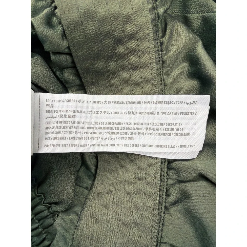 Abercrombie & Fitch Olive Green Paperbag Waist Pull On Pants XS Sheen Finish‎